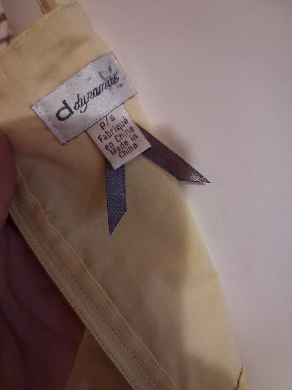 Dynamite Pale Yellow Ruched Button-Front Mini Dress - Picture 3 of 3